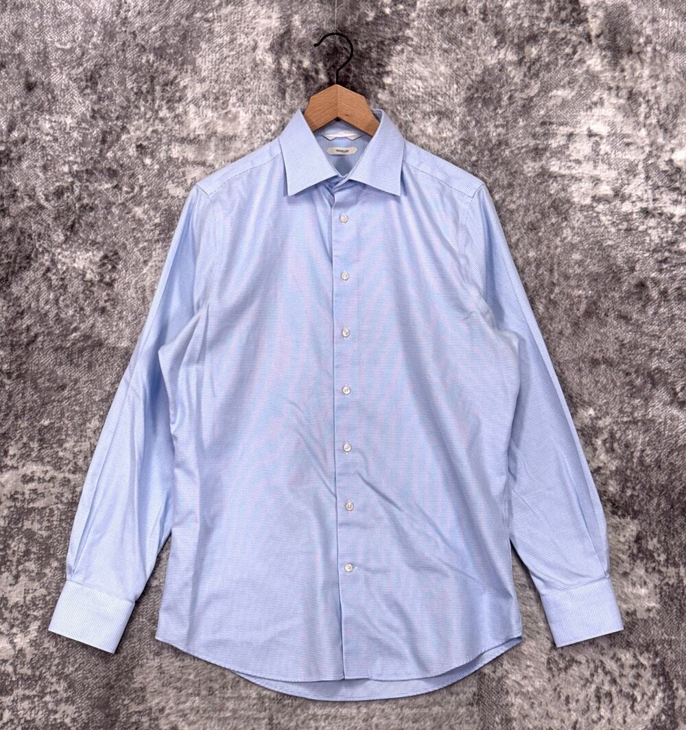 Suitsupply Dress Shirt 15.5 Mens Traveller Slim Fit Jacquard Long Sleeve Button